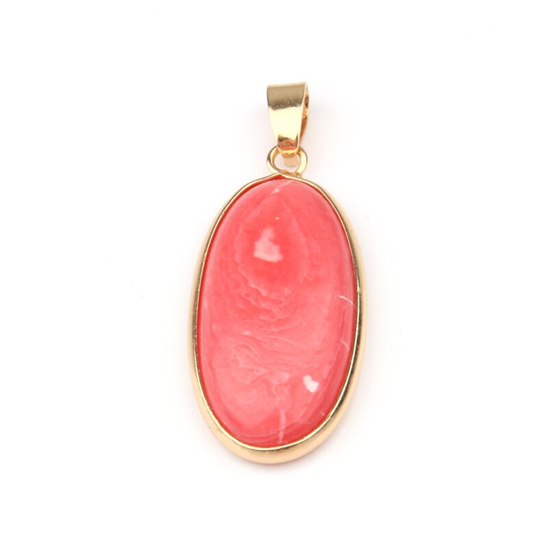 Ciondolo In Pietra naturale di Forma Ovale Pendenti Con Gemme E Perle Agat Lapis Lazuli Pendenti E Ciondoli per Collane Monili Che Fanno 4*1.6*0.6 millimetri: Pink opal