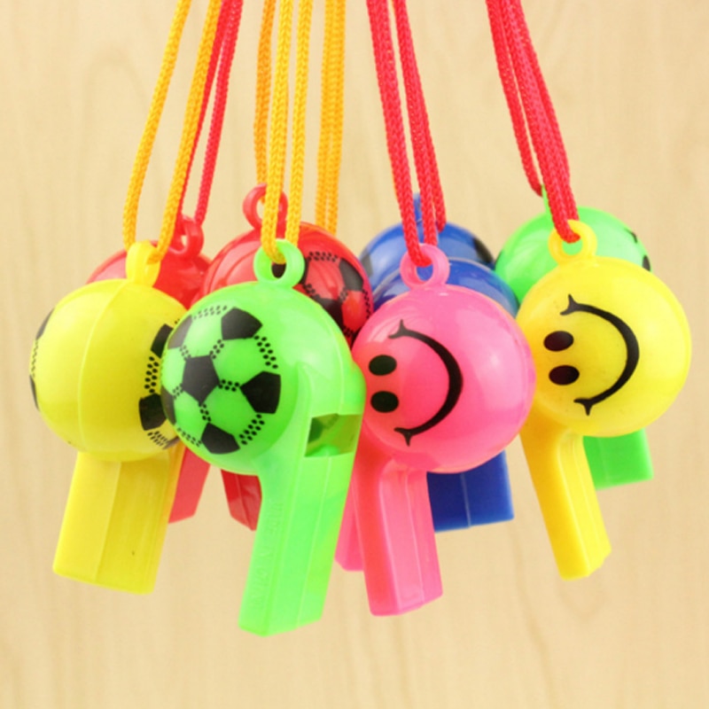 5 Pcs/pack Cute 2 Styles Plastic Whistle With Lanyard For Party Sports Games Noise Maker For Children Early Learning Toy