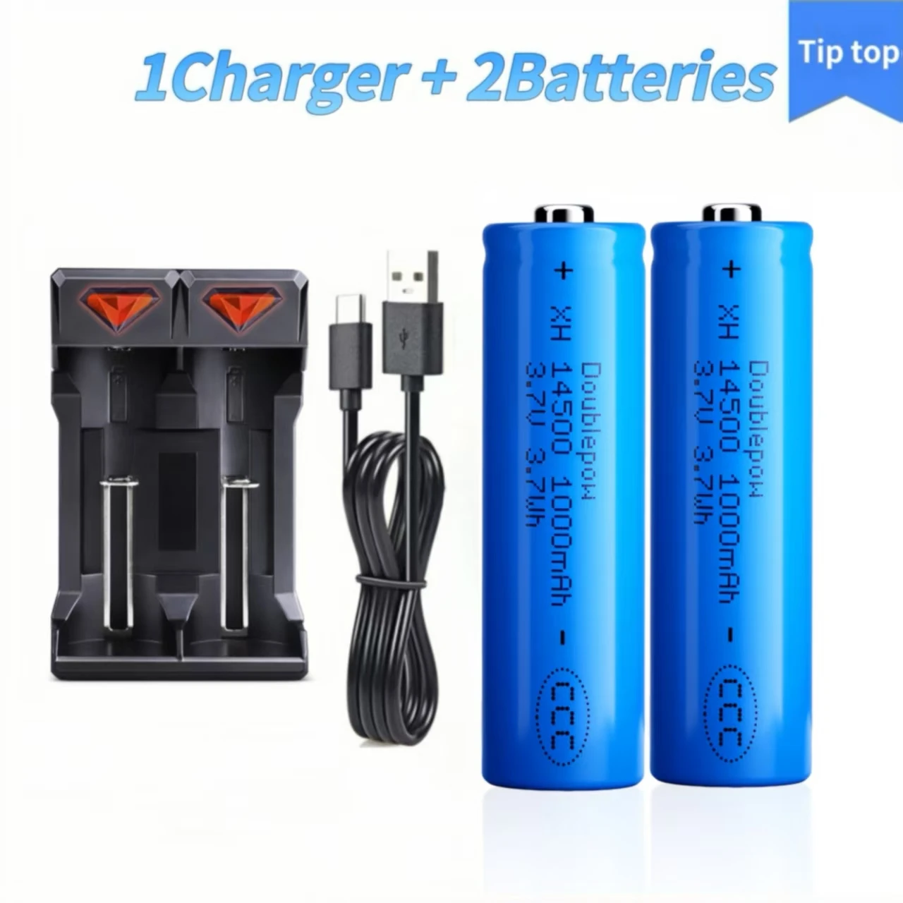 Batería 14500, 3,7 V, 1000mAh, cargador recargable de litio para afeitadora, altavoz, dron, aspiradora, micrófono, reloj inteligente, Sensor de juguete: Castaño