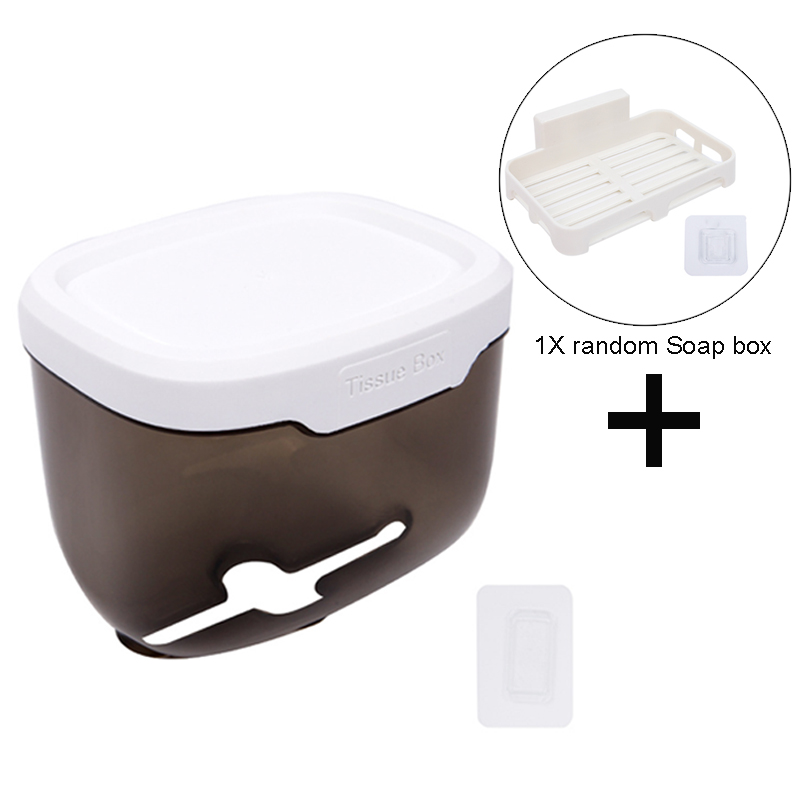 Punch-free Toilet Paper Holder tissue box Waterproof Mobile Phone Storage Toilet Paper Storage Rack Tissue Bathroom Supplies: Dark gray (with box)