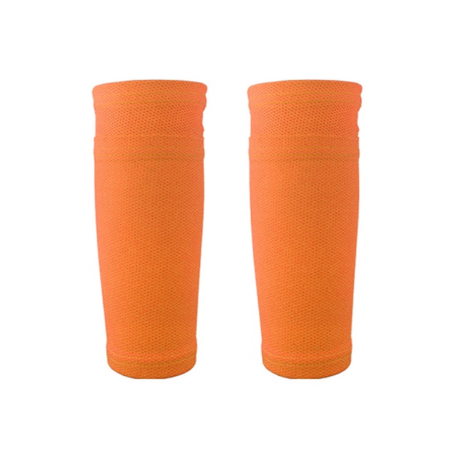 1 paar Zachte Voetbal Beschermende Sokken Scheenbeschermer Met Pocket Voor Voetbal Scheenbeschermers Been Mouwen Ondersteunende Volwassen Ondersteuning Sok: Oranje / M