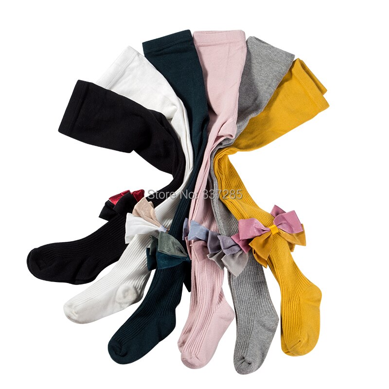 Collant colorati in cotone con fiocco grande per bambina collant per neonato autunno inverno collant lavorati a maglia a strisce principessa carino per bambini bambini