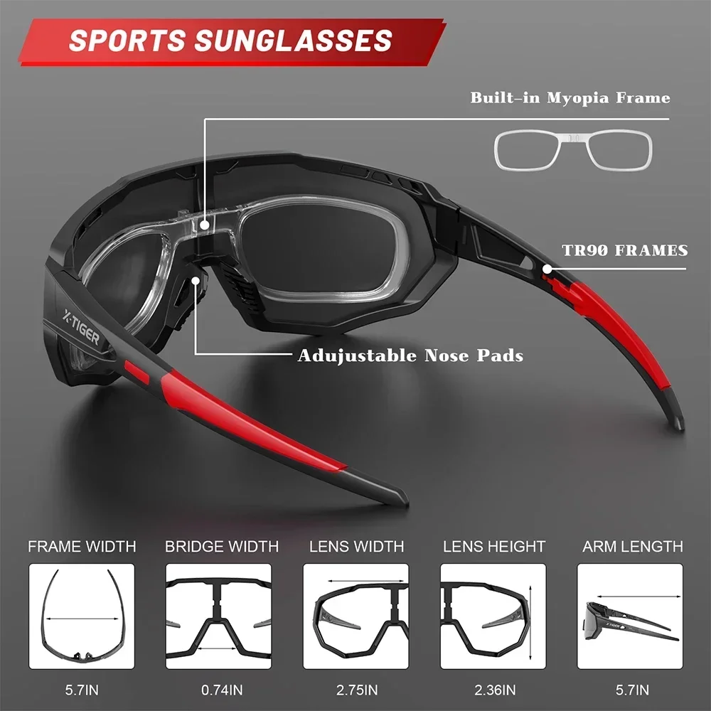 X-tiger landsvägscykel polariserade cykelglasögon  uv400 herr- och damglasögon utomhussporter landsväg mtb cykel ridglasögon solglasögon
