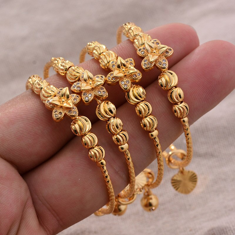 24k 4 stk etnisk guld farve dubai armbånd til drenge piger luksus armbånd armbånd kvinder pige brud dubai armbånd barn smykker