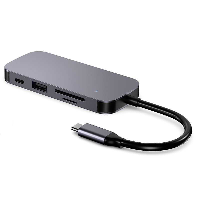 USB C Hub 8-in-1 Adapter Dongle Typ-C zu 4K @ 30Hz HDMI SD/TF Kartenleser USB 3,0 PD Energie für PC iPad