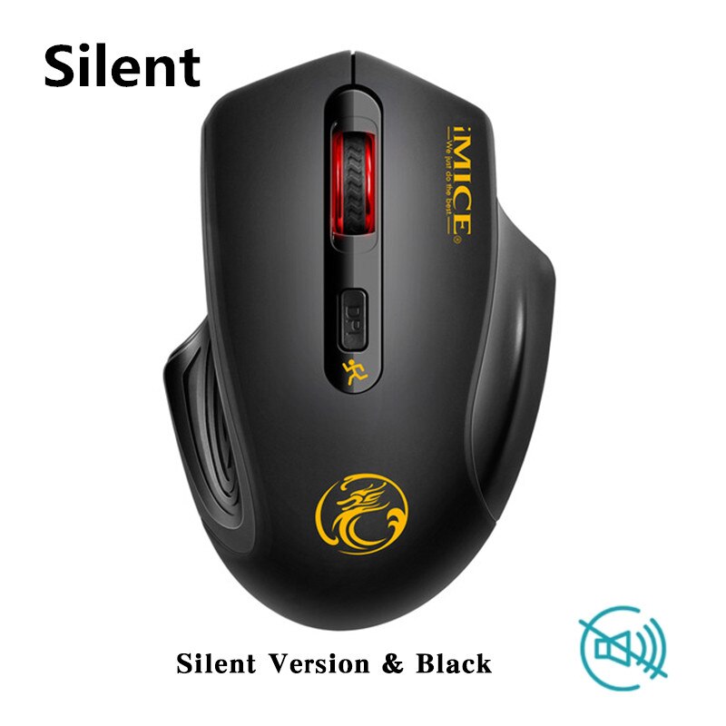 iMice USB Wireless Mouse Silent Computer Mouse Optical Ergonomic Mouse Wireless USB PC Mause 2.4G Laptop Mice For PC Office Use: black silent