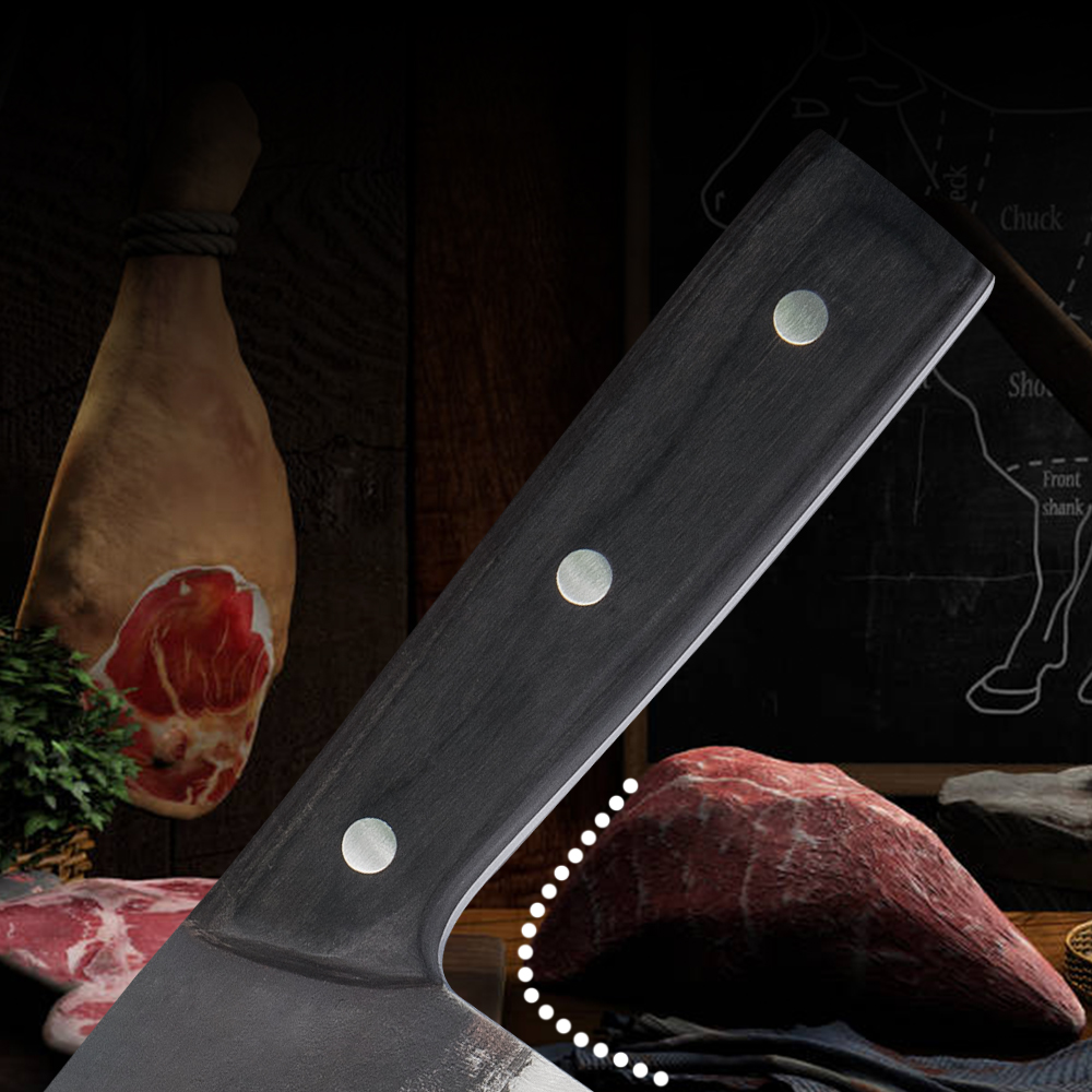 Multi-Function Chef's Knife Black Super Sharp Blade Knife Santoku Slicing Chef 3Cr13 Stainless Steel Knife with Wood Handle