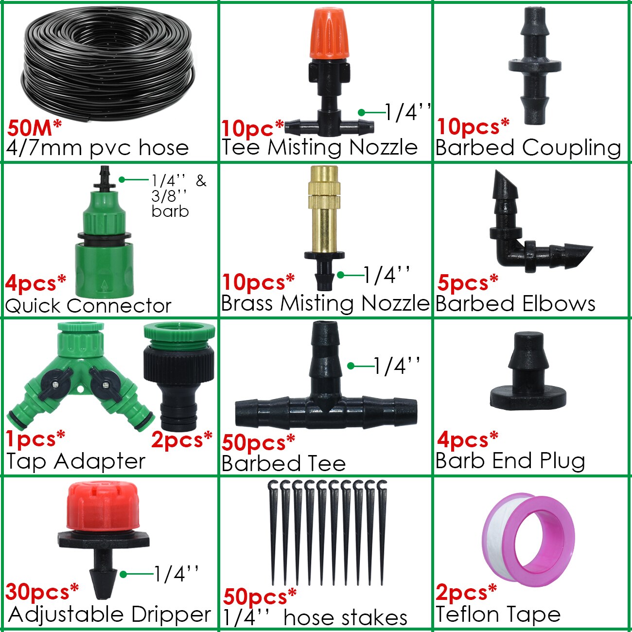 KESLA-sistema de riego automático para jardín, controlador de temporizador, microgoteo, sistema de enfriamiento por pulverización, 5M-50M: Negro