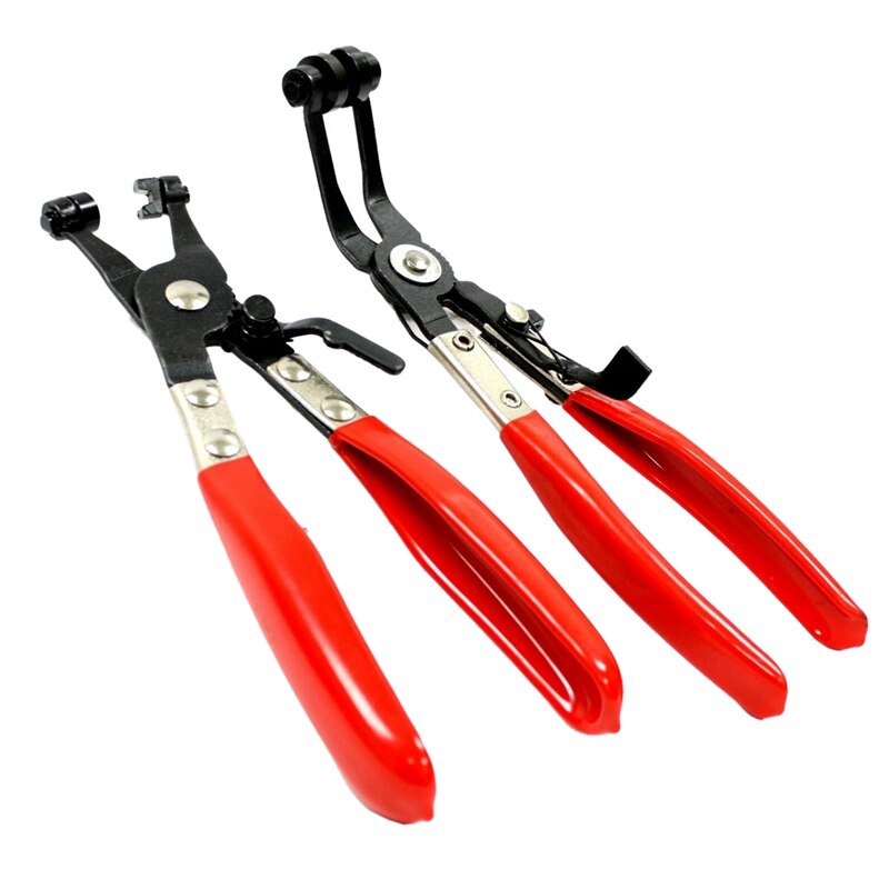 2 Pc Hose Clamp Pliers Tool Set Angle Swivel Jaw Locking Flat Band Coolant Clip