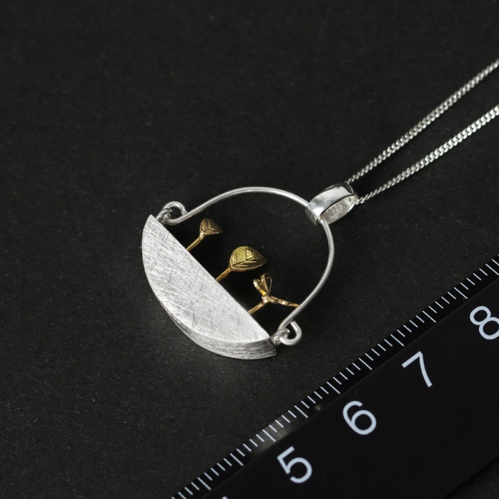 Lotus plezier echt 925 sterling zilver natuurlijke stijl handgemaakte fijne sieraden mijn kleine tuin hanger zonder ketting voor vrouwen