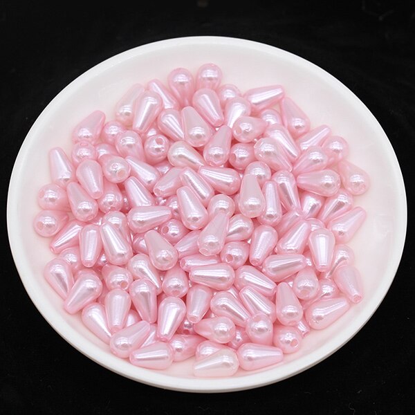 100p 6x10mm gouttelette ABS Imitation perle entretoise perles en vrac pour collier de perles bricolage boucle d'oreille fabrication de bijoux fournitures: lt amethyst
