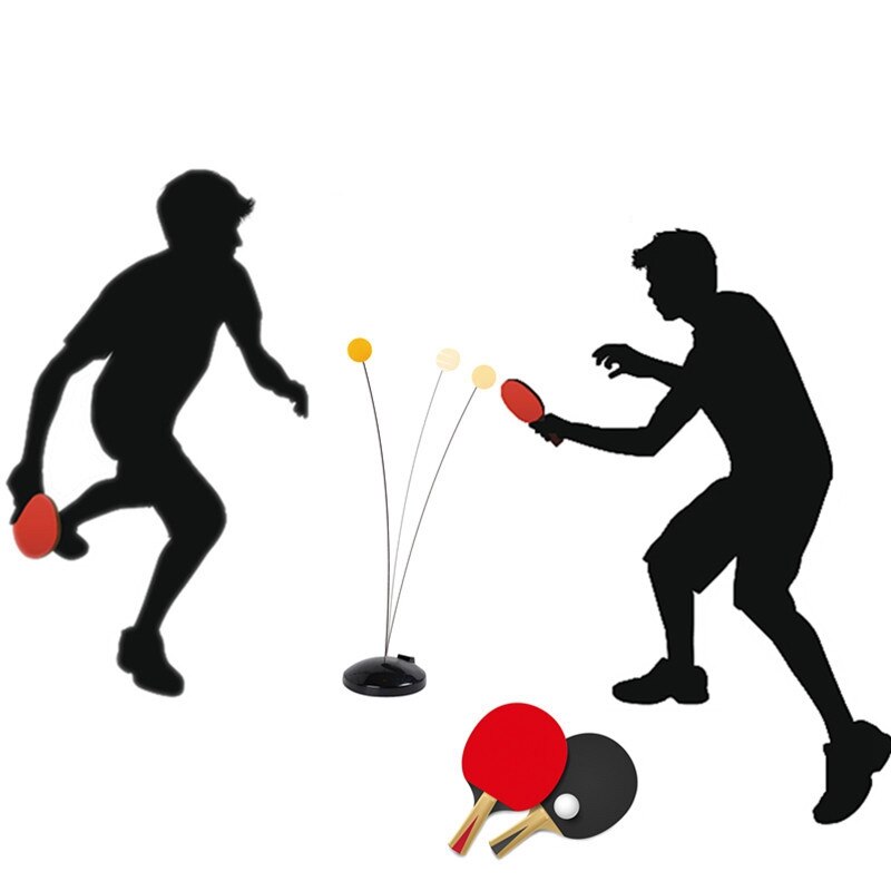 Elastiskt skaft för bordtennistränare, portabelt bordtennisset med racket och 2 träningsbollar för självträning/fritidsdekompres