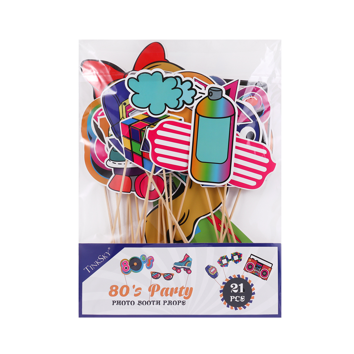 21 unids/pack 80s Cosplay accesorios para fotomatón divertido Vintage suministros de favores accesorios decoración decoración de cumpleaños