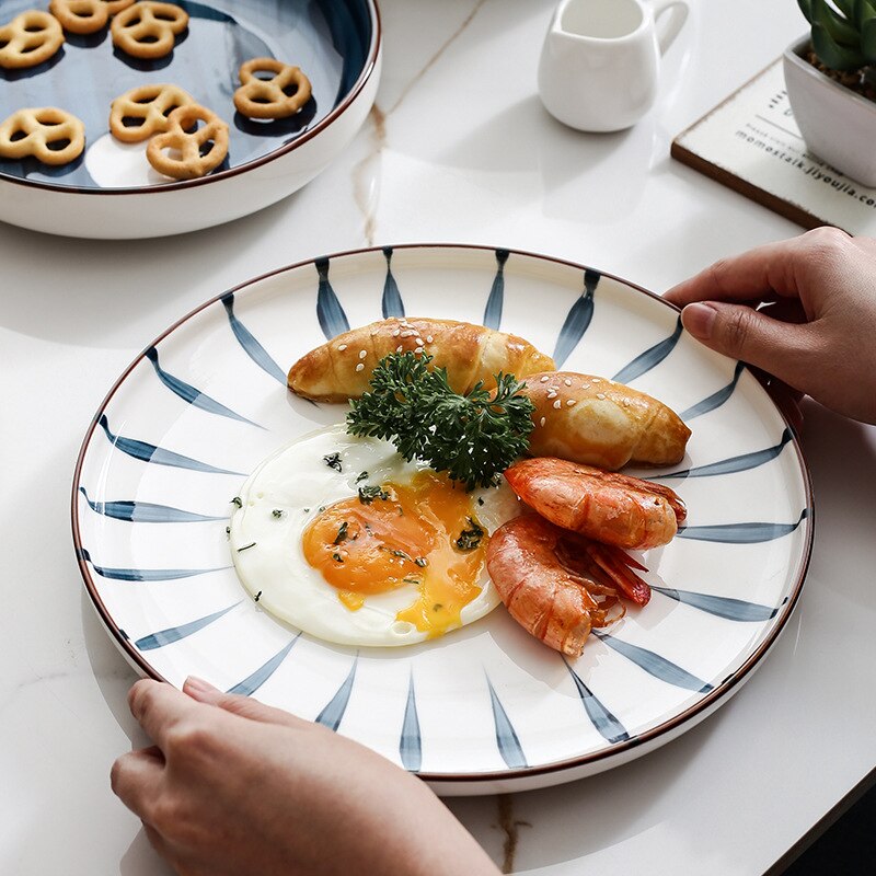 Platos de cerámica PARA CENA, aptos para microondas, horno, lavavajillas, resistentes a los arañazos, vajilla japonesa, platos de porcelana para Cocina