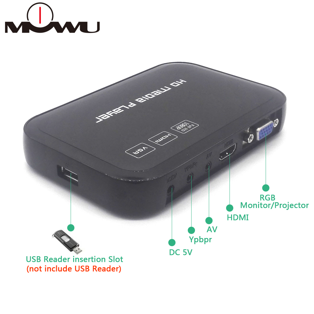 Fuld  hd 1080p medieafspiller center multimedie videoafspiller med hdmi vga av usb sd/mmc port fjernbetjening ypbpr kabel mkv h .264