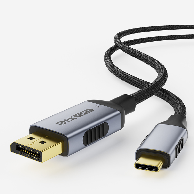 Cable USB C a DisplayPort 1,4, 8K 60Hz Thunderbolt 4/3 /USB4 a DP, adaptador de 6,6 pies/2M(4K 60Hz 144Hz 120Hz 2K 240Hz) 32,4 Gbps