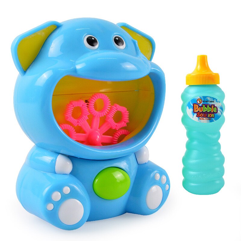 Cute Hippo Automatic Elephant Bubble Machine Gun Soap Bubble Blower Outdoor Kids Child juguetes brinquedos Toy for Kids: Blue