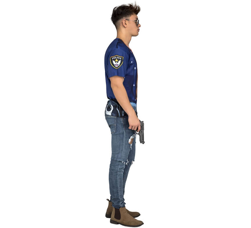 Camiseta disfraz de Policía forzudo para hombre