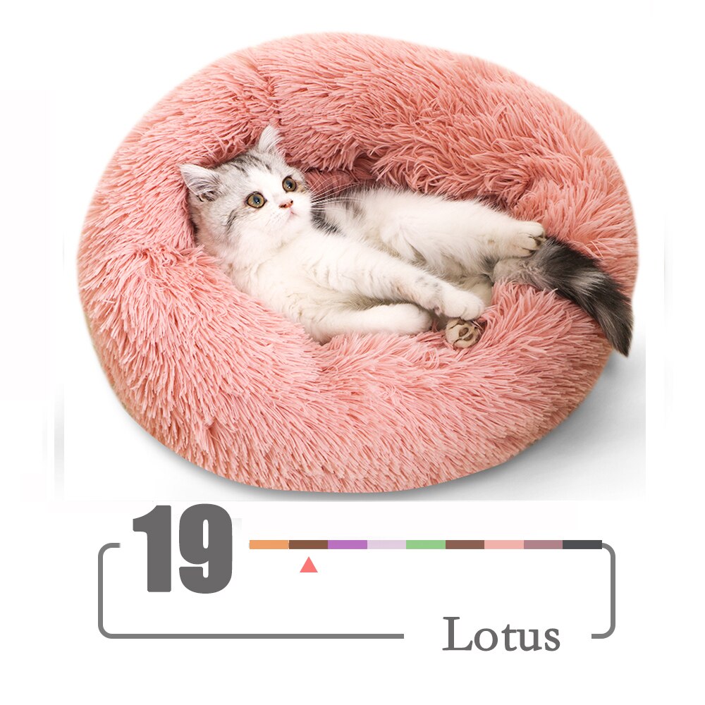 27 colores felpa redonda Gato cama casa Invierno gatos durmiendo nido suave largo felpa perro cesta mascota Mat Supplie: 19