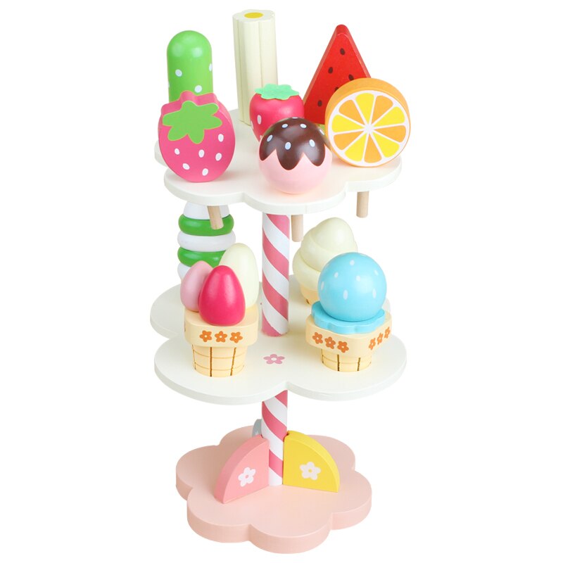 Aardbei Simulatie Pot Set Koken Houten Speelgoed Voor Kinderen Ijs Stand Afternoon Tea Set Educatief: Ice Cream Stand