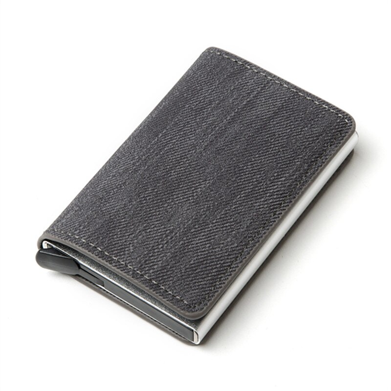 Zovyvol Antidiefstal Mannen Vintage Creditcardhouder Blokkeren Rfid Portemonnee PU Lederen Unisex PU Leer Mode Card Portemonnee Metalen: grey ym003