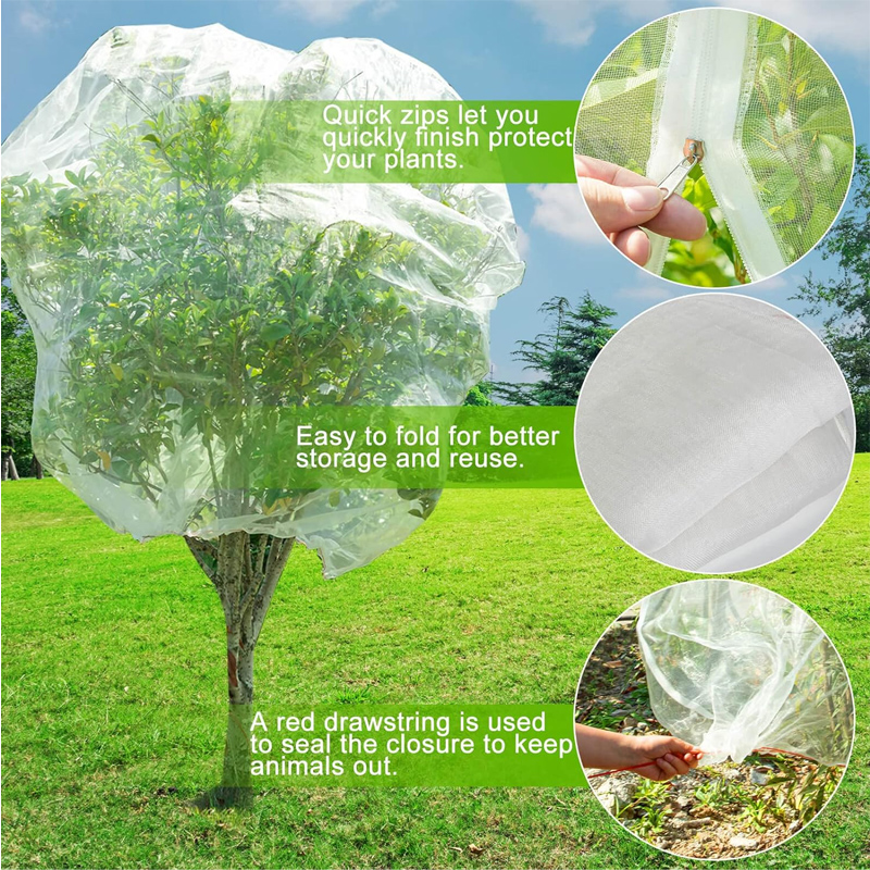 Tuingaas Vogel Insectenbarrière Plant Gaas Met Rits En Trekkoord Bug Netting Plant Cover Voor Het Beschermen Van Planten Fruit