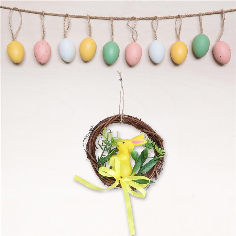 2pcs Easter Wall Hanging Garland Wreath Pendant Artificial Easter Garland