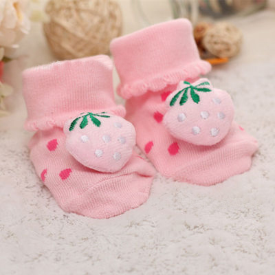 Baby Socks Rubber Anti Slip Floor Cartoon Kids Toddlers Autumn Spring Animal Newborn: Strawberry