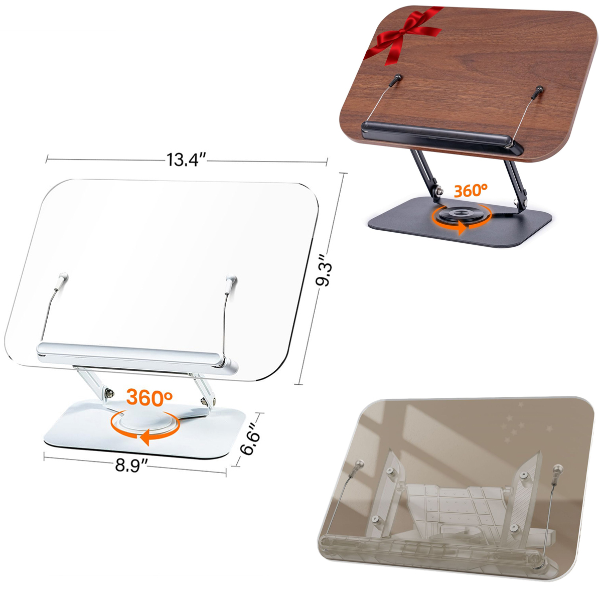 Laptopställ för macbook air pro, hopfällbar hållare med 360 ° roterande bas, vertikalt, skalbart, justerbart stöd, surfplattestöd