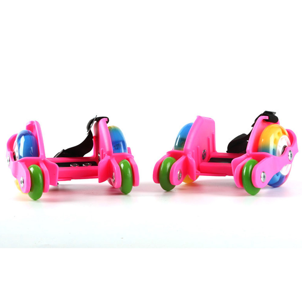 Fdbro børn voksen farverige blinkende rulle hvirvelvind remskive flash hjul hæl rulle justerbar simpelthen rulleskøjteløb sko: 4 hjul lyserød