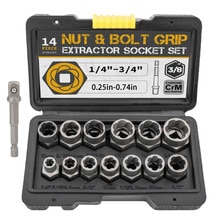Anti-Theft 14pc Nut And Bolt Extractor Tool Set Bolt Nut Removal Extractor Multi-Functional Socket Tool Set: Black