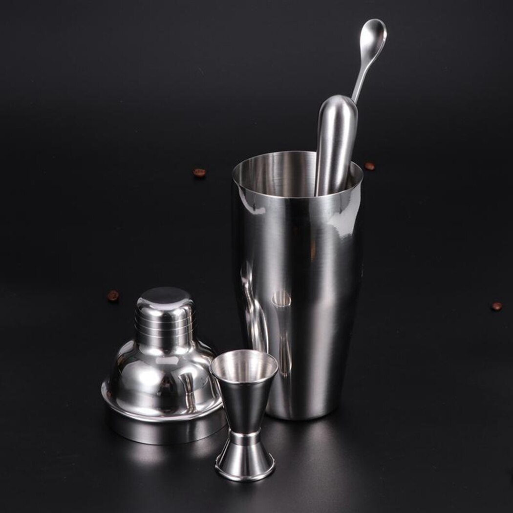 Kit de Bar en acier inoxydable | Ensemble de secoueurs à Cocktail 700ML jeu d'outils de Bar avec cuillère à mélanger Muddler 4 pièces