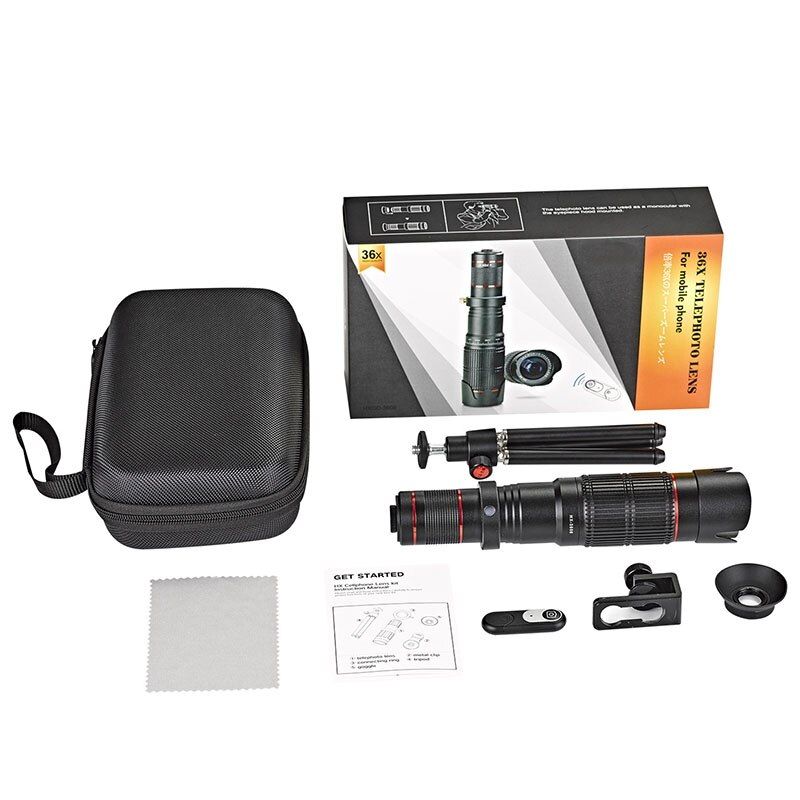 36X Telephoto Phone Lens with Tripod, Suitable for iPhone 12, XS MAX, XS, X, 8, 7, 6, 6Plus Android Smartphones