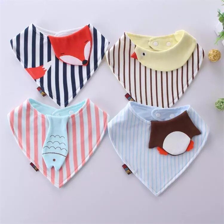 Reusable Washable Cotton Baby Bibs Burp Cloth Print Arrow Wave Triangle Bibs Cotton Adjustable Baby Meal Bib Infant Bibs