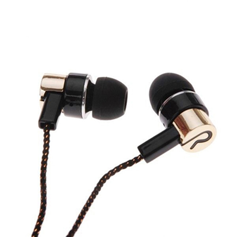 3.5mm in-ear oordopjes met draad, stereo gevlochten kabel, oordopjes, hoofdtelefoon voor iphone, samsung, kantoortelefoon, muziekbenodigdheden: Gouden