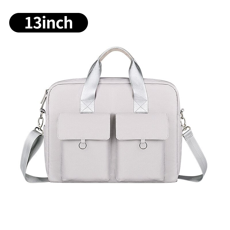 Unissex maleta à prova dunisex água náilon sacos do portátil ombro sólido crossbody saco bolsas de negócios documentos escritório saco de armazenamento xa776z: Silver gray 13.3inch