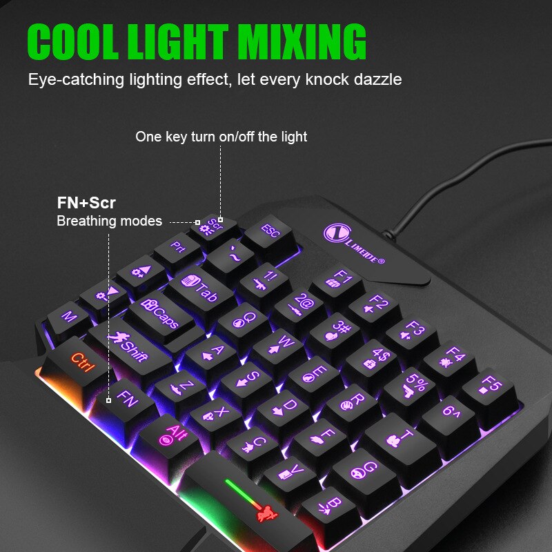 Gaming Keyboard Single Hand Mini Usb Ultra-slim Wired 35keys One Handedly Backlight Keyboard for Laptop Desktop PC Smartphone