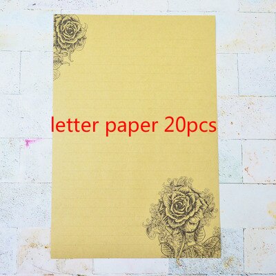 Retro Romantic Rose Letter Paper Envelope Message Card Letter European Kraft Vintage Writing Love Paper Lettering Letter Set: B