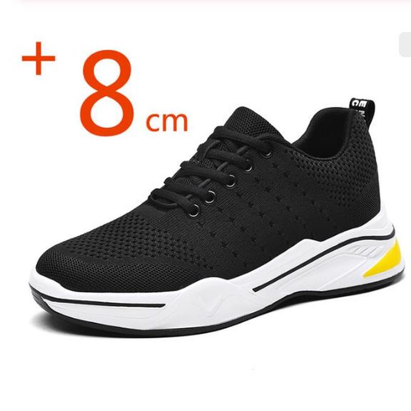 Heightening Shoes Elevator Shoes Height Increase Shoes for Men Casual Height Increase 8CM White Shoes Black Shoes Sneakers: Black / 38