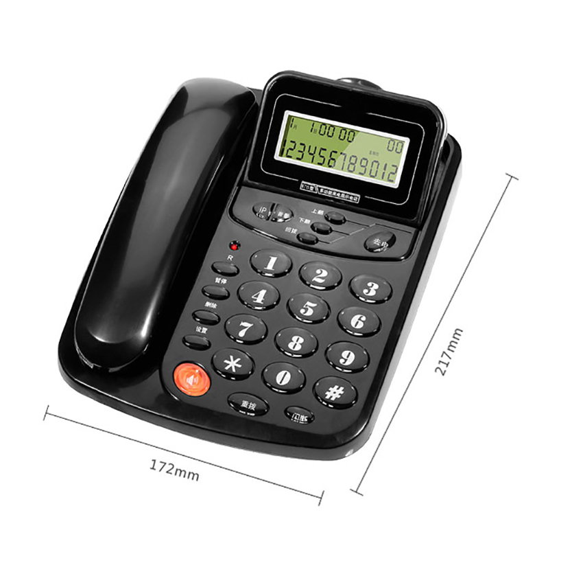 Teléfono Fijo de casa con identificador de llamadas para ancianos, teléfono de escritorio con cable, fijo, montable en la pared: Negro