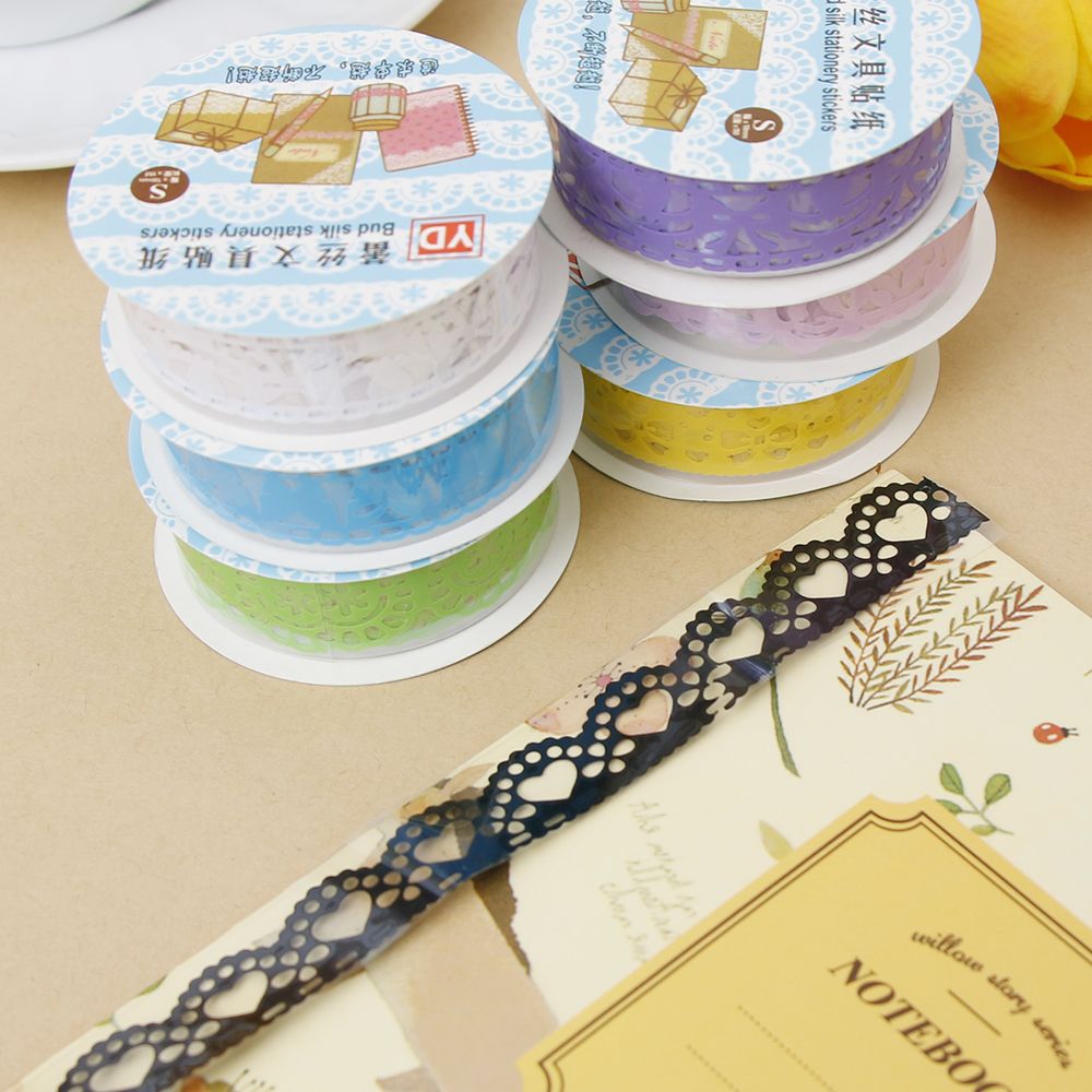 1 st diy washi spets washi tejp dekorativ klistermärke scrapbooking papper tejp självhäftande prydnad diy album brevpapper