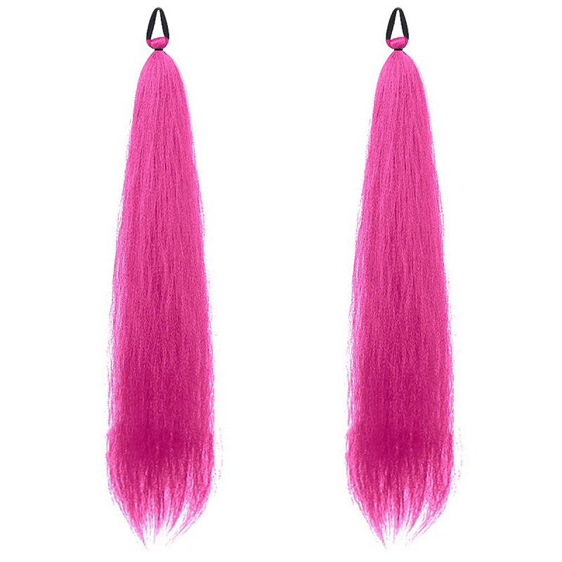 2 uds 24 pulgadas cola de caballo recta larga sintética con pelo elástico pelo trenzado colorido extensiones de cabello de cola de caballo accesorios para el cabello: 1B/30HL