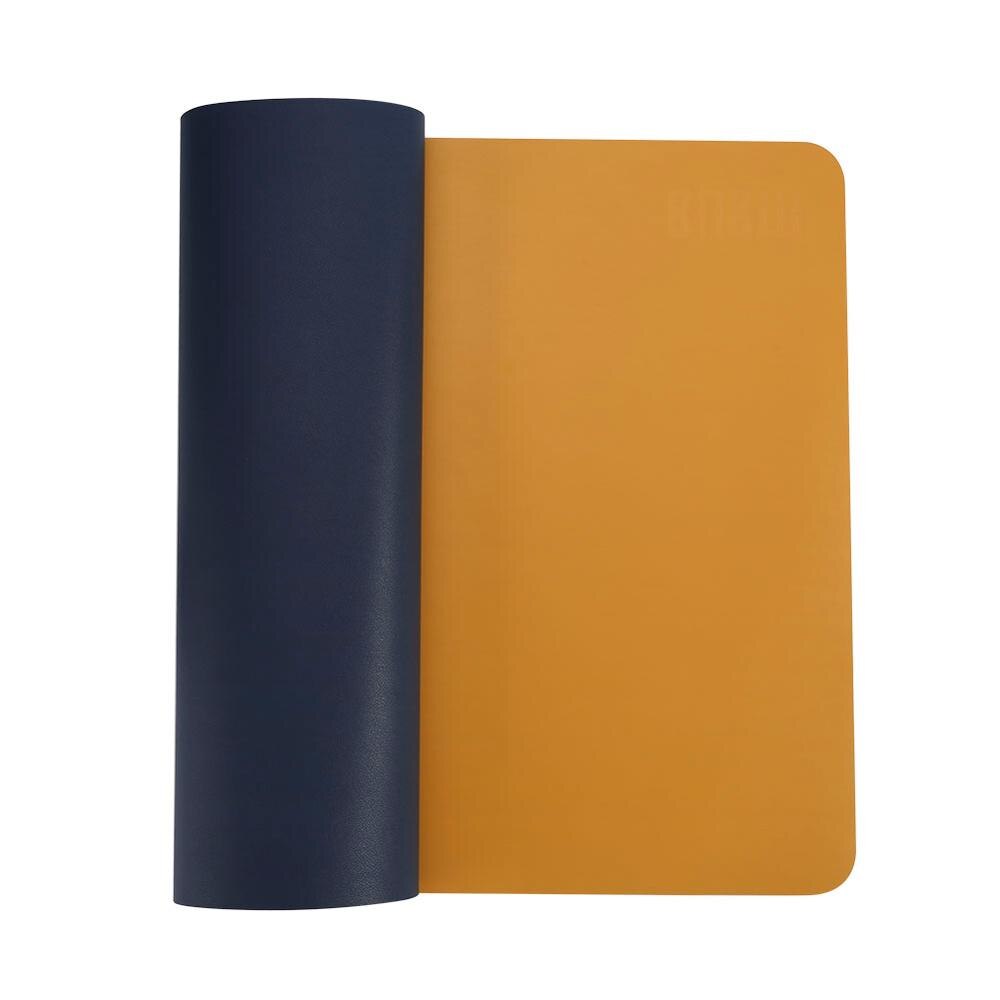 Protector de almohadilla de escritorio impermeable BUBM, organizador de Blotters para teclado y Escritorio de cuero PU con superficie de escritura cómoda: M-Dark blue-Yellow