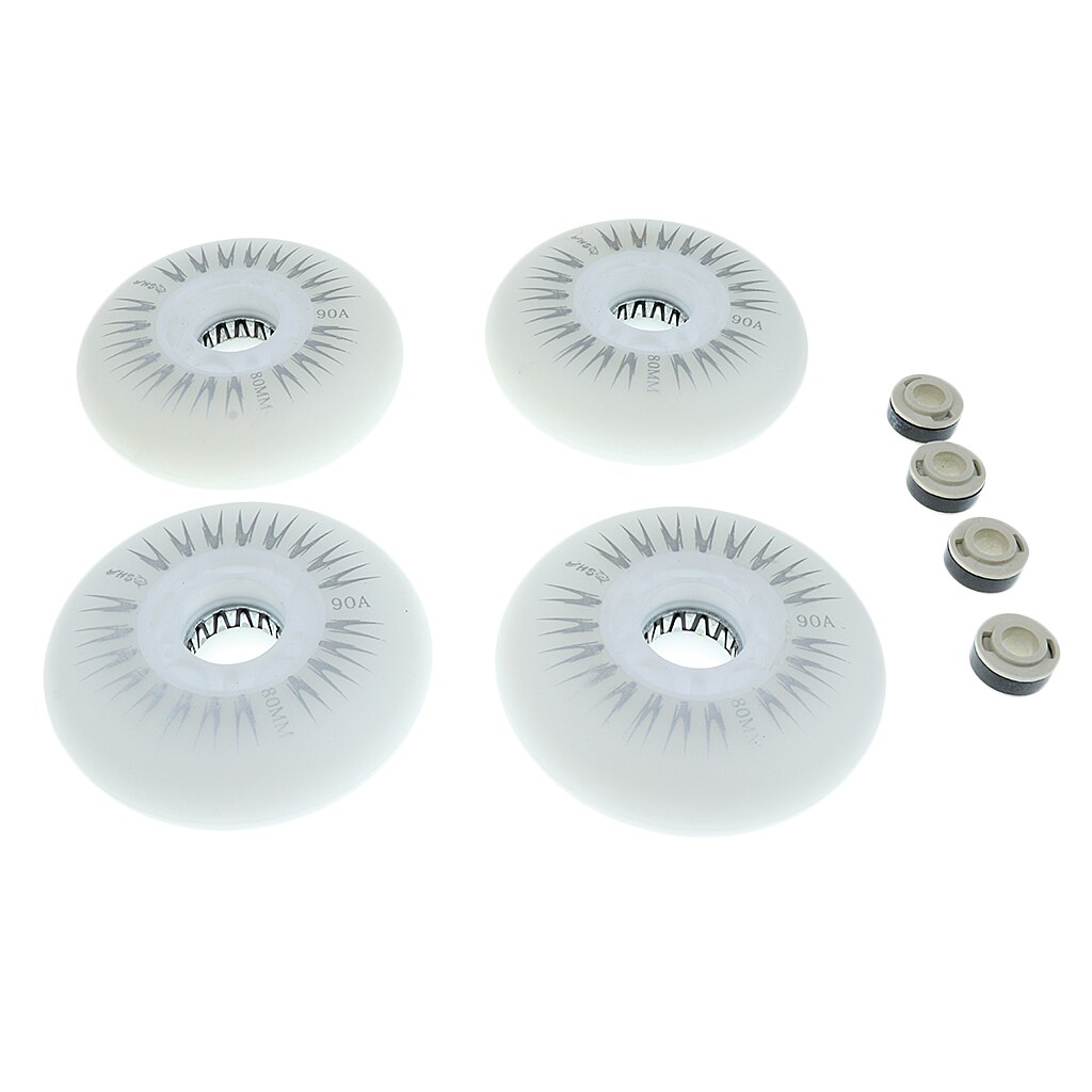 Patines en línea con luz LED, ruedas de repuesto para patines, 4 unidades: White 80mm