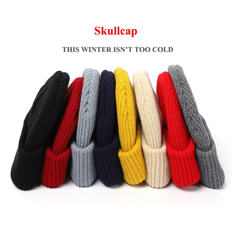 Strikhuer kalot mænd hue hue vinter retro uden skygge baggy melon kasket manchet docker fisherman hue hatte til kvinder mænd