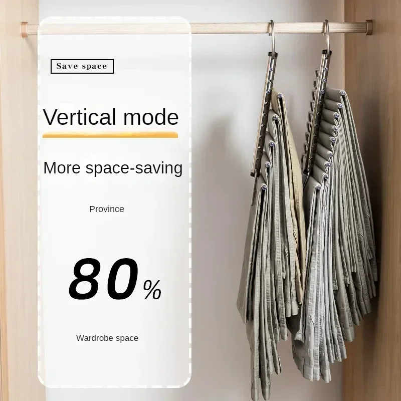 Perchas mágicas plegables para pantalones, 5/9 capas de acero inoxidable, estante para ropa que ahorra espacio, organizador para armario, pantalones vaqueros, bufanda