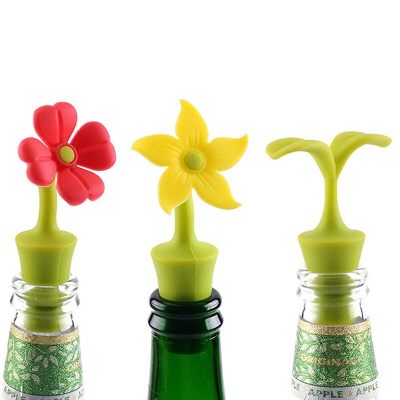 1Pc Silicone Flower Shaped Wine Stoppers Leak Wine Beer Bottle Cork Stopper Plug Wine Bottle Sealer Cap Barware Bar Kitchen Tool