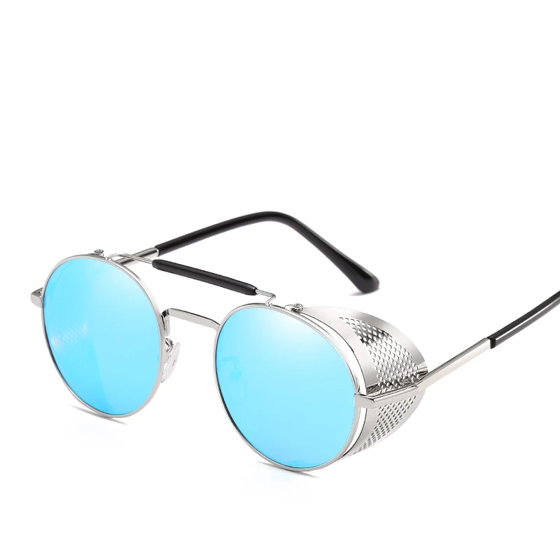 Trendy Retro Steampunk Sunglasses Men Brand Round Steam Punk Alloy Sun Glasses Goggle For Women UV400 Gafas de Sol: other / black