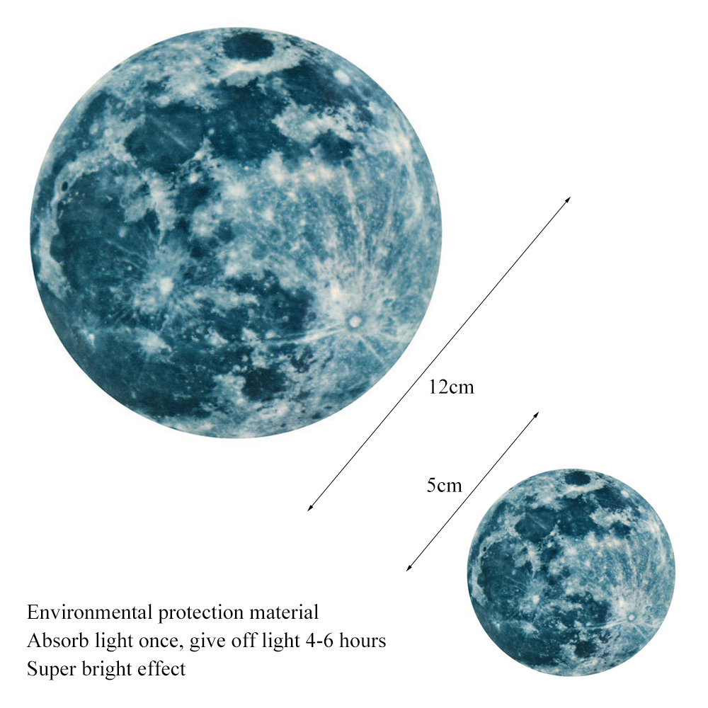 Gorąca sprzedaż świecący księżyc 3D naklejki ścienne dla dzieci pokój dzienny dekoracja sypialni naklejki domu świecące w ciemności naklejki ścienne