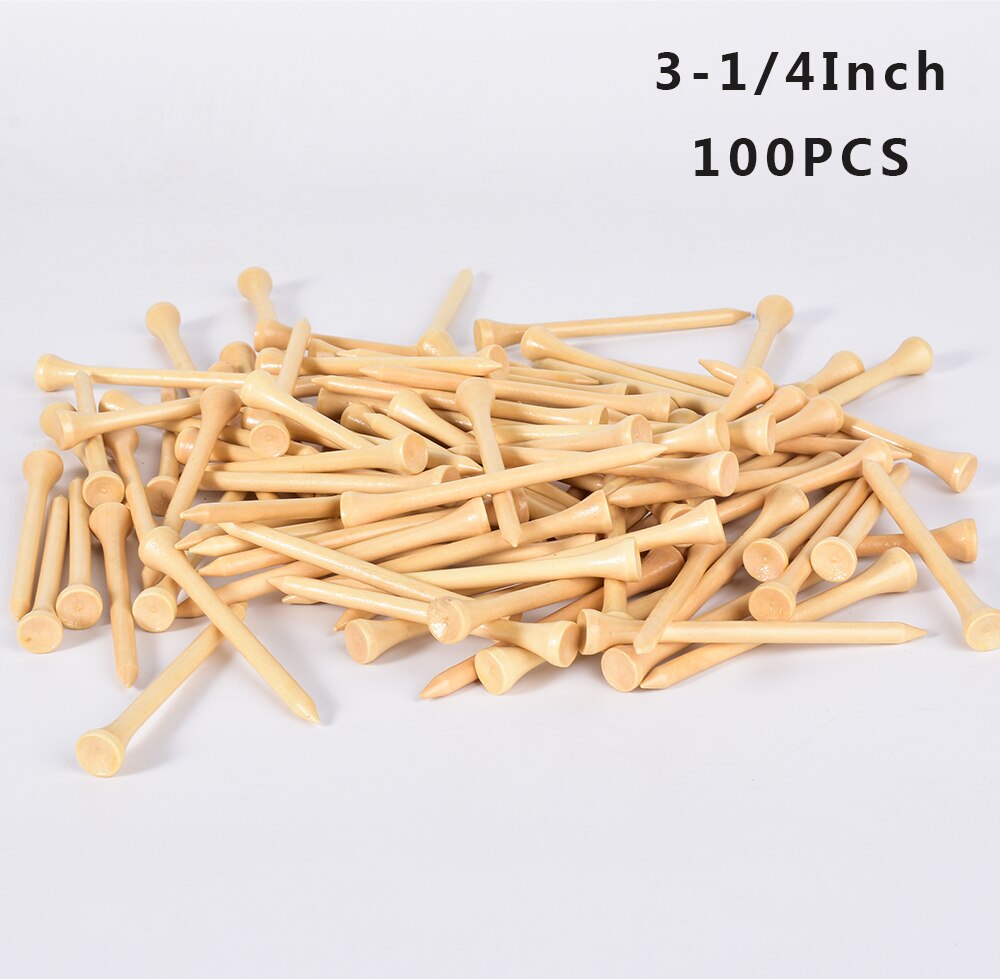 50/100 stk golf tees bambus 83mm 70mm ubrydelig tee golf træning swing øvelse tilbehør mindre friktion stærkere 4 størrelse bulk: 83 mm 100 stk